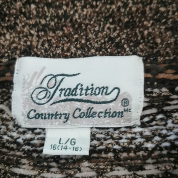 Vintage Tradition fair isle nordic cozycore pattern cardigan. Size L 14/16 - Picture 2 of 8